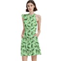 Leaves Pattern Texture Seamless Cocktail Party Halter Sleeveless Dress With Pockets View2