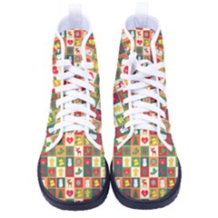 Template Christmas Pattern Men s High-top Canvas Sneakers by Proyonanggan