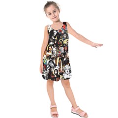 Jesus Christ Modern Halftone Pattern Kids  Sleeveless Dress by snek