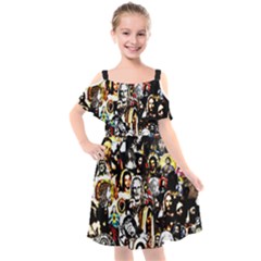 Jesus Christ Modern Halftone Pattern Kids  Cut Out Shoulders Chiffon Dress by snek