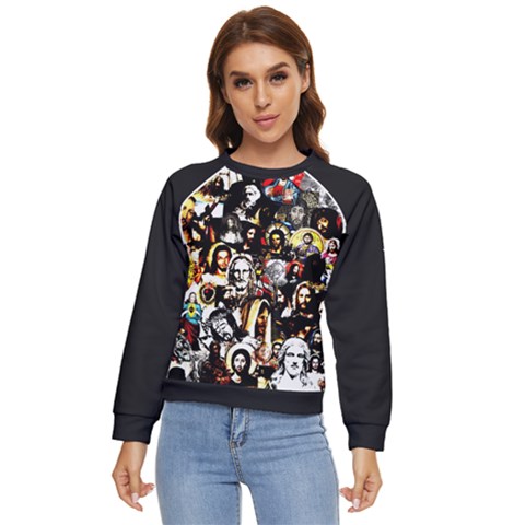 Jesus Christ Modern Halftone Pattern Women s Long Sleeve Raglan T-shirt by snek