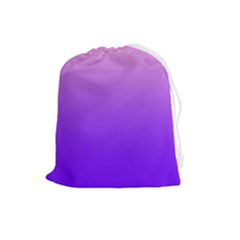 Cotton Candy Pink To Indigo Violet Linear Gradient Drawstring Pouch (large) by GradientsOmbre