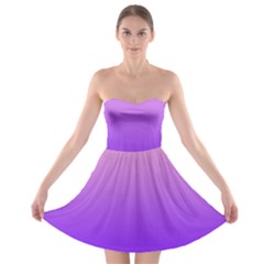 Cotton Candy Pink To Indigo Violet Linear Gradient Strapless Bra Top Dress by GradientsOmbre
