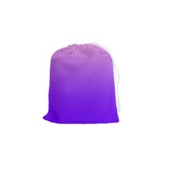 Cotton Candy Pink To Indigo Violet Linear Gradient Drawstring Pouch (small) by GradientsOmbre
