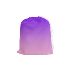 Indigo Violet To Cotton Candy Pink Linear Gradient Drawstring Pouch (medium) by GradientsOmbre