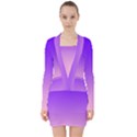Indigo Violet To Cotton Candy Pink Linear Gradient V-neck Bodycon Long Sleeve Dress View1