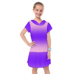 Cotton Candy Pink To Indigo Violet Bilinear Gradient Kids  Drop Waist Dress by GradientsOmbre