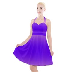 Cotton Candy Pink To Indigo Violet Bilinear Gradient Halter Party Swing Dress  by GradientsOmbre