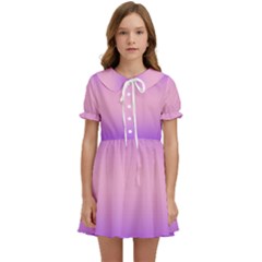Indigo Violet To Cotton Candy Pink Bilinear Gradient Kids  Sweet Collar Dress by GradientsOmbre