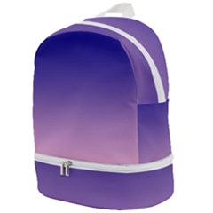 Navy Blue To Cotton Candy Pink Linear Gradient Zip Bottom Backpack by GradientsOmbre