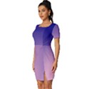 Navy Blue To Cotton Candy Pink Linear Gradient Fitted Knot Split End Bodycon Dress View2