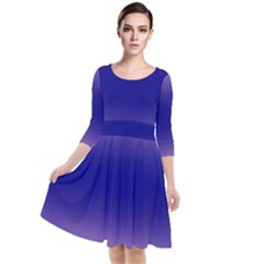 Cotton Candy Pink To Navy Blue Bilinear Gradient Quarter Sleeve Waist Band Dress by GradientsOmbre