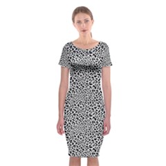Black White Leopard Classic Short Sleeve Midi Dress by DinkovaArt