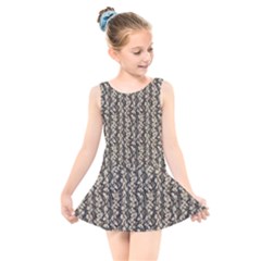 Beige Snake Pattern Kids  Skater Dress Swimsuit by DinkovaArt