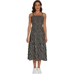 Brown Snake Pattern Sleeveless Shoulder Straps Boho Dress by DinkovaArt