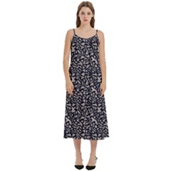 Brown Giraffe Pattern Casual Spaghetti Strap Midi Dress by DinkovaArt