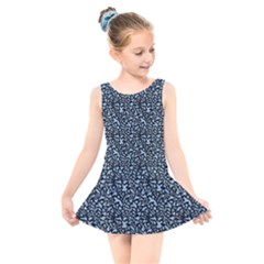 Blue Giraffe Pattern Kids  Skater Dress Swimsuit by DinkovaArt