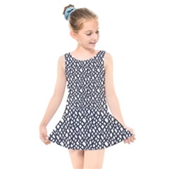 Black White Snake Pattern Kids  Skater Dress Swimsuit by DinkovaArt