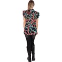 Leaves Nature Pattern Patterns Colorful Ruffle Collar Short Sleeve Chiffon Top View4