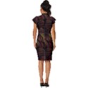 Leaves Plant Contrast Carved Nature Vintage Frill Sleeve V-Neck Bodycon Dress View4