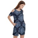 Dr Who Tardis Pattern Women s Cold Shoulder Round Neck Mini Dress View3