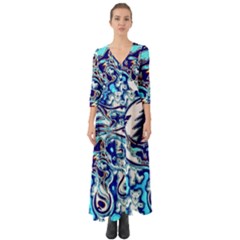 Trippy Dippy Bears Blue Dancing Greatful Dead Skull Steal Your Face Button Up Boho Maxi Dress by Salmanaz77
