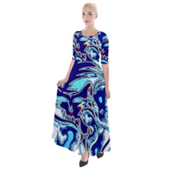 Trippy Dippy Bears Blue Dancing Greatful Dead Skull Steal Your Face Half Sleeves Maxi Dress by Salmanaz77