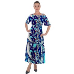 Trippy Dippy Bears Blue Dancing Greatful Dead Skull Steal Your Face Shoulder Straps Boho Maxi Dress  by Salmanaz77