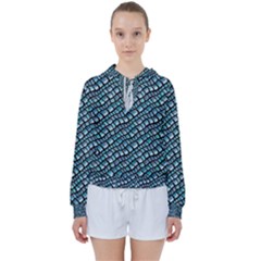 Turquoise Snake  Women s Tie Up Sweat by DinkovaArt