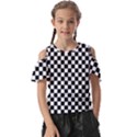 Pattern Checkered Squares Black White Pattern Kids  Butterfly Cutout T-Shirt View1