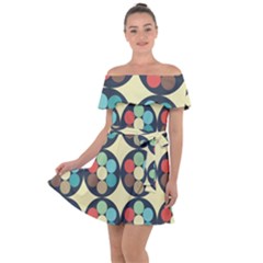 Circles Round Pattern Sphere Ball Off Shoulder Velour Dress by Sabxi