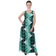 Triangles Pyramid Geometric Pattern Empire Waist Velour Maxi Dress by Sabxi