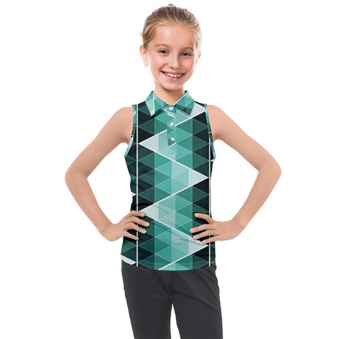 Triangles Pyramid Geometric Pattern Kids  Sleeveless Polo T-shirt by Sabxi