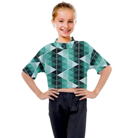Triangles Pyramid Geometric Pattern Kids Mock Neck T-shirt by Sabxi