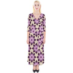 Pattern Design Star Snowflake Quarter Sleeve Wrap Maxi Dress by Sabxi