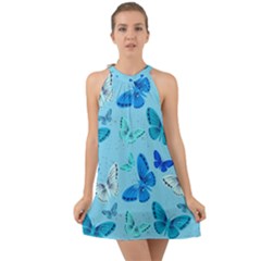 Butterflies Insect Pattern Nature Halter Tie Back Chiffon Dress by Sabxi