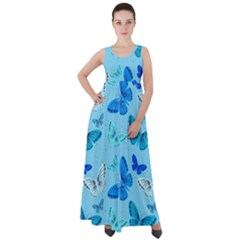 Butterflies Insect Pattern Nature Empire Waist Velour Maxi Dress by Sabxi