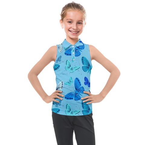 Butterflies Insect Pattern Nature Kids  Sleeveless Polo T-shirt by Sabxi
