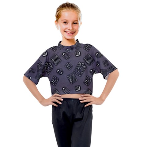 Background Wallpaper Pattern Notes Kids Mock Neck T-shirt by Sabxi
