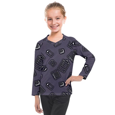 Background Wallpaper Pattern Notes Kids  Long Mesh T-shirt by Sabxi