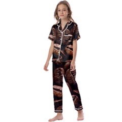 Coffee Beans Kids  Satin Short Sleeve Pajamas Set by Sabxi
