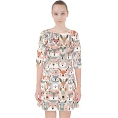 Mix Animal Faces Quarter Sleeve Pocket Dress by DinkovaArt