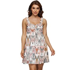 Mix Animal Faces Ruffle Strap Babydoll Chiffon Dress by DinkovaArt