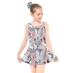 Fox Kids  Skater Dress Swimsuit by DinkovaArt
