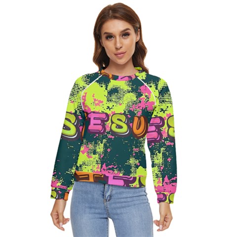 Neon Jesus 8375771 Women s Long Sleeve Raglan T-shirt by Jabberwonkers