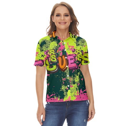 Neon Jesus 8375771 Women s Short Sleeve Double Pocket Shirt by Jabberwonkers