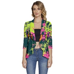 Neon Jesus 8375771 Women s 3/4 Sleeve Ruffle Edge Open Front Jacket by Jabberwonkers