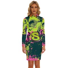 Neon Jesus 8375771 Long Sleeve Shirt Collar Bodycon Dress by Jabberwonkers