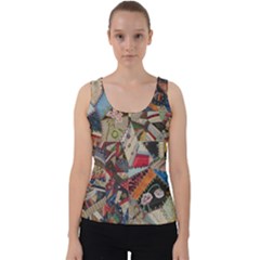 Background Embroidery Pattern Stitches Abstract Velvet Tank Top by Ket1n9
