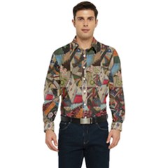 Background Embroidery Pattern Stitches Abstract Men s Long Sleeve Pocket Shirt  by Ket1n9